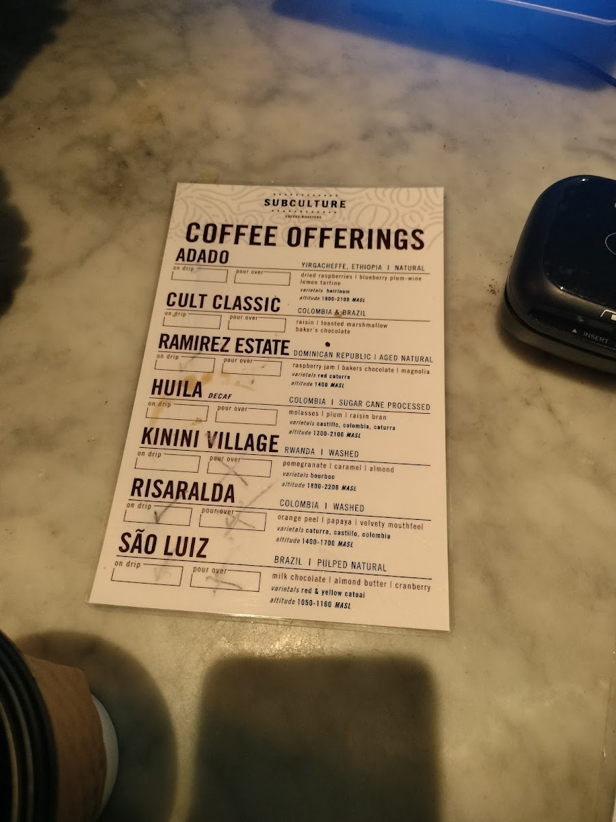 Subculture Coffee Menu - Image 2